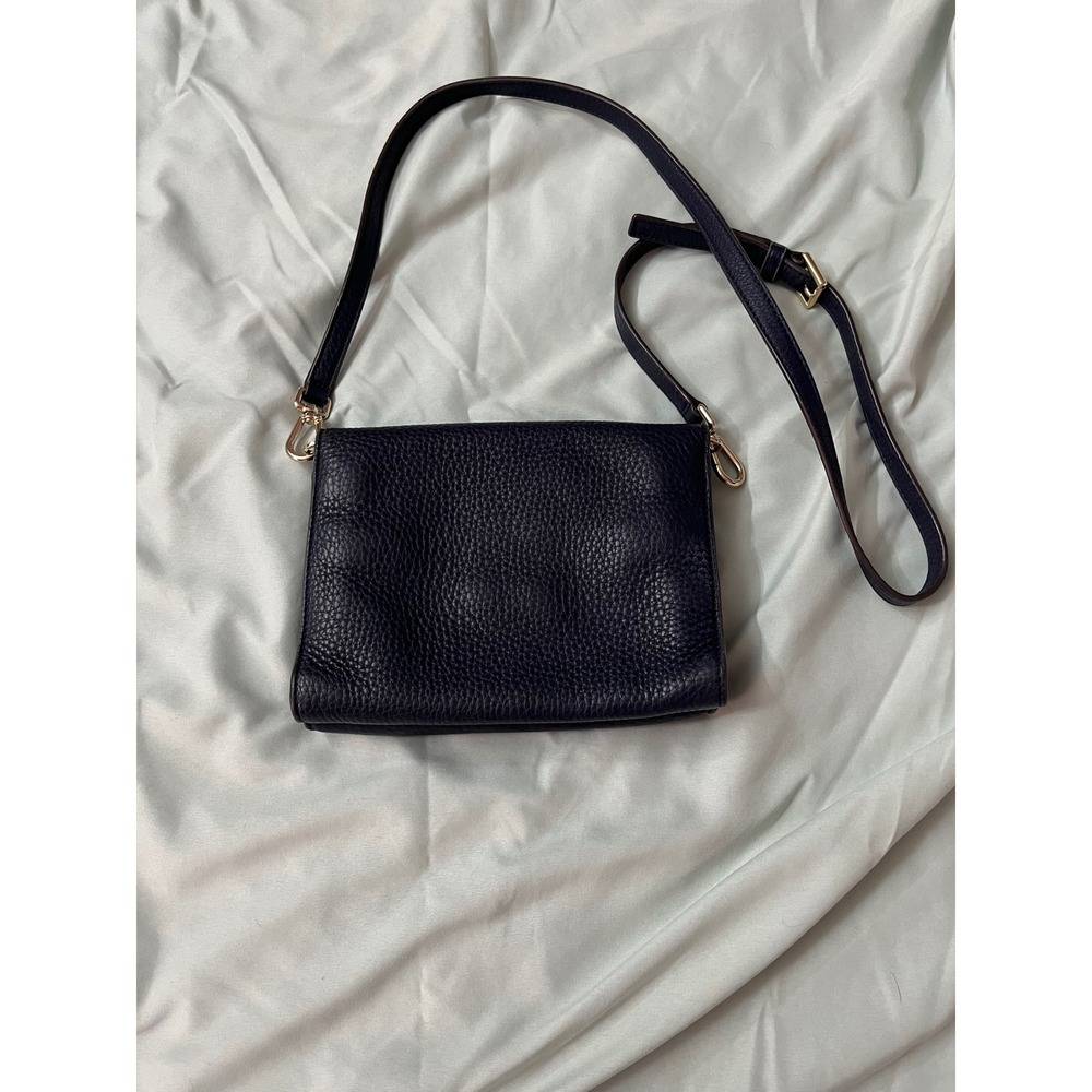 Tory Burch Britten Combo Crossbody Bag Navy Blue Pebbled Leather Luxury - Picture 8 of 8